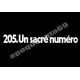 Autocollant sticker 205 un sacré numéro pour vitre intérieur