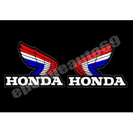 2 Autocollants - Stickers Ailes HONDA tricolore