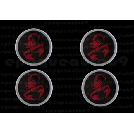 4 autocollants stickers ABARTH cache moyeu centrale jantes 