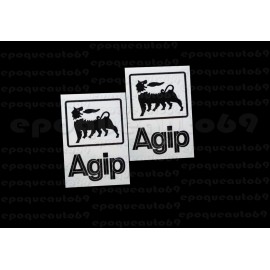 2 Autocollants Stickers AGIP fond transparent 