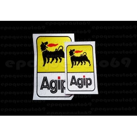 2 Autocollants Stickers AGIP rectangle