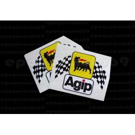 2 Autocollants Stickers AGIP rectangle