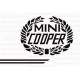 Autocollants stickers cooper blancs comprenant les filets de caisse et les 3 logos laurier