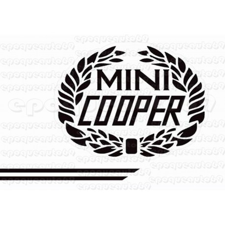 Autocollants stickers cooper blancs comprenant les filets de caisse et les 3 logos laurier