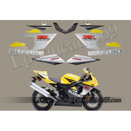 Kit autocollants -stickers Suzuki GSX-R 750 2005 version Jaune / Noir