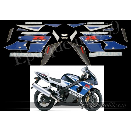 Kit autocollants stickers Suzuki GSX-R 1000 2003 - blanc / bleu