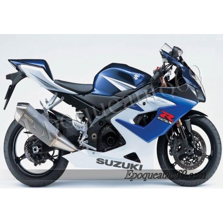 Kit autocollants stickers Suzuki GSX-R 1000 2005 version blanc / bleu