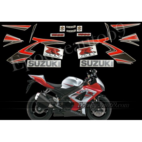 Kit autocollants stickers Suzuki GSX-R 1000 2007 version argent / rouge