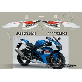 Kit autocollants stickers Suzuki GSX-R 1000 2009 version Blanc/bleu