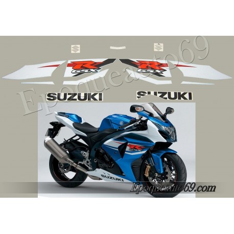 Kit autocollants stickers Suzuki GSX-R 1000 2009 version Blanc/bleu