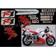 Kit autocollants Stickers Yamaha YZF-R1 1998 version blanc / rouge