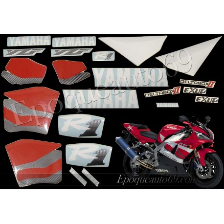 Kit autocollants Stickers Yamaha YZF-R1 2000 version rouge