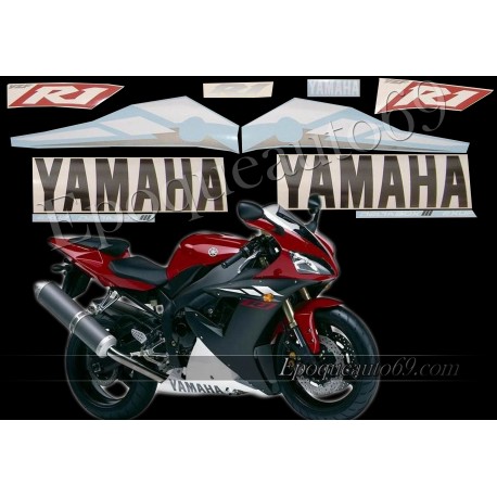 Kit autocollants Stickers Yamaha YZF-R1 2003 version rouge