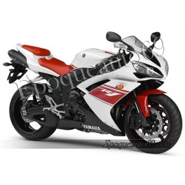 Kit autocollants stickers Yamaha YZF-R1 2008 version blanc / rouge