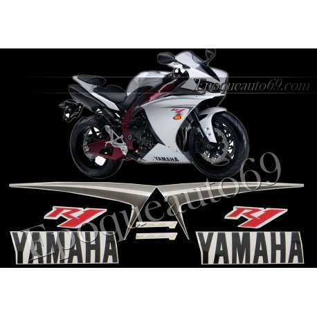 Kit autocollants stickers Yamaha YZF-R1 2009 version blanc / rouge
