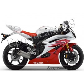 Autocollants stickers Yamaha YZF-R6 2006 - version blanc / rouge