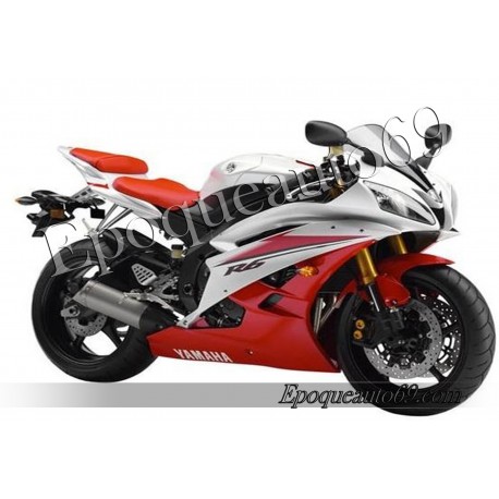 Autocollants stickers Yamaha YZF-R6 2007 - version blanc / rouge