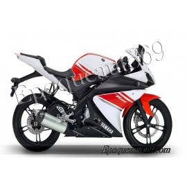 Autocollants stickers Yamaha YZF-R125 2008 - blanc / rouge