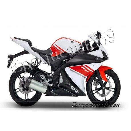 Autocollants stickers Yamaha YZF-R125 2008 - blanc / rouge