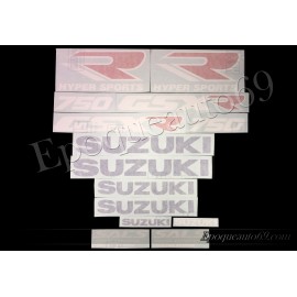 Autocollants - stickers Suzuki GSX-R 750 1988-1989 blanc bleu