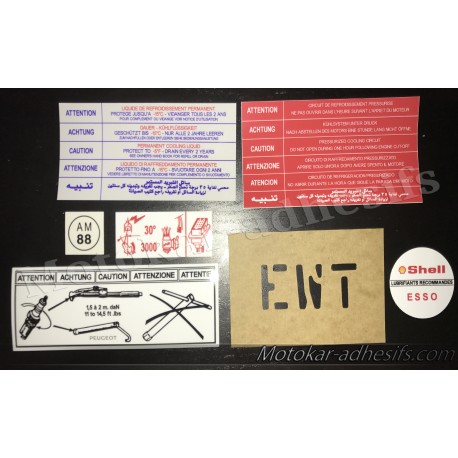 Autocollants stickers moteur Peugeot 205 GTI 1.6 105cv