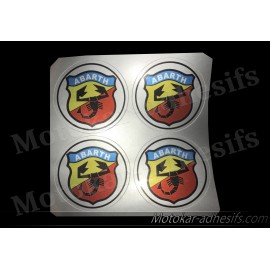 4 autocollants stickers ABARTH cache moyeu centrale jantes 