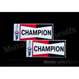 2 autocollants stickers Champion 