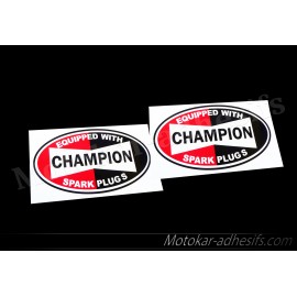 2 autocollants stickers Champion ovale 