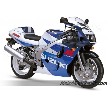 Autocollants - stickers Suzuki GSX-R 600 1998 version bleu/blanc