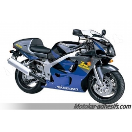 Autocollants - stickers Suzuki GSX-R 600 1997 version gris/violet/jaune