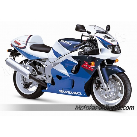 Autocollants - stickers Suzuki GSX-R 600 1997 version bleu/blanc