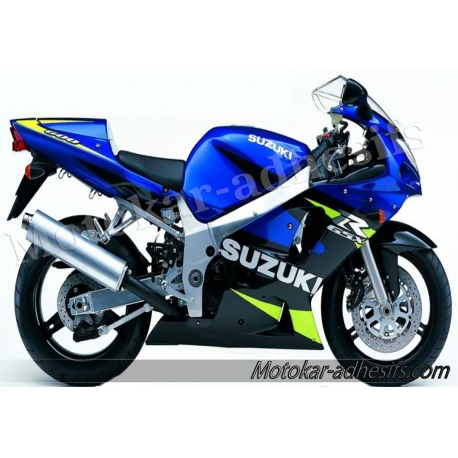 Autocollants - stickers Suzuki GSX-R 600 de 2001 version bleu/noir