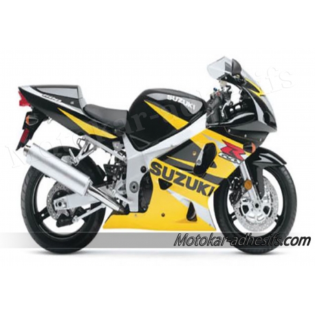 Autocollants - stickers Suzuki GSX-R 600 de 2002 version noir, jaune ,argent