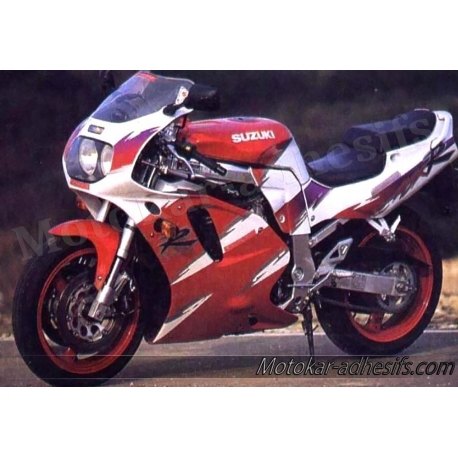 Autocollants - stickers Suzuki GSX-R 750 année 1993 version rouge/blanc