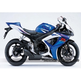 Autocollants stickers Suzuki GSX-R 750 2007 version blanc / bleu 