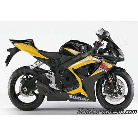 Autocollants stickers Suzuki GSX-R 750 2006 version jaune/noir