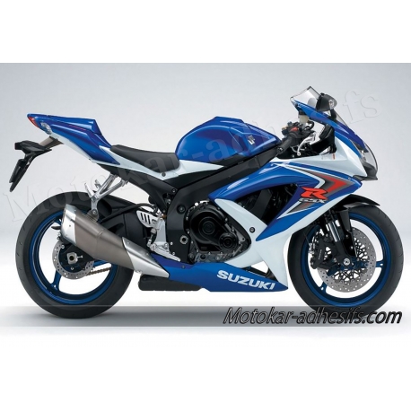 Autocollants stickers Suzuki GSX-R 750 2008 - blanc/Bleu