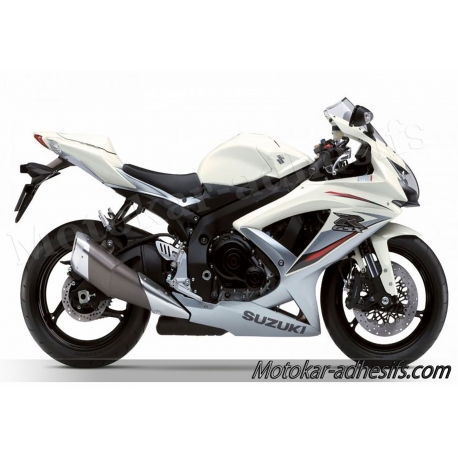 Autocollants stickers Suzuki GSX-R 750 2009 - blanc / argent