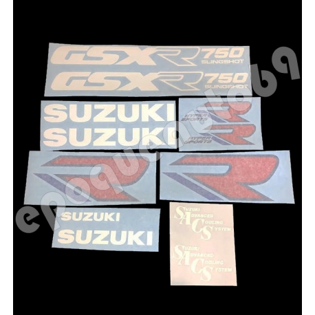 Autocollants - stickers Suzuki GSX-R 750 1988-1989 blanc bleu