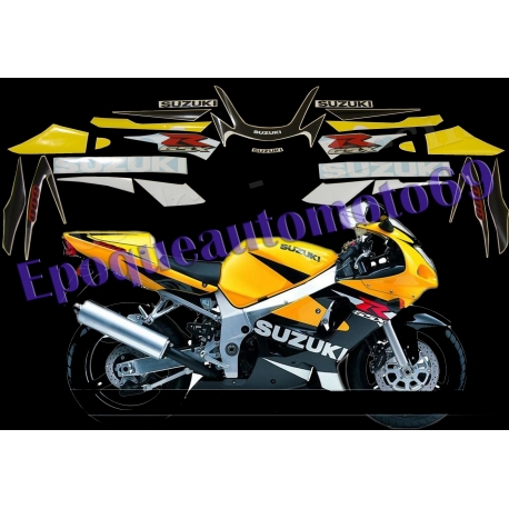 Autocollants - stickers Suzuki GSX-R 600 2002 Version jaune/noir